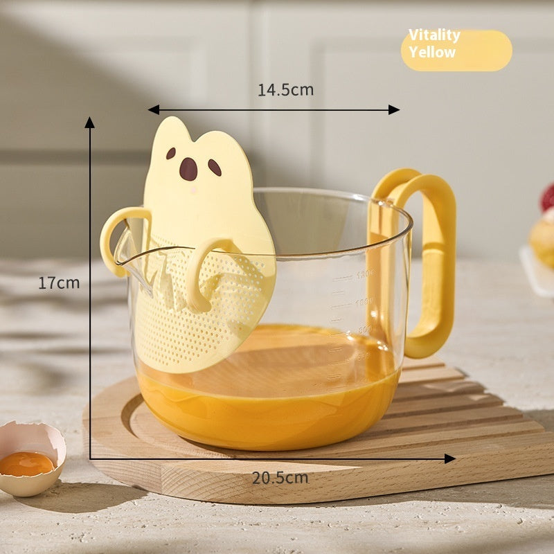 Cartoon Measuring Cup with Scale & Egg Beater | Food Grade Multifunction Tool