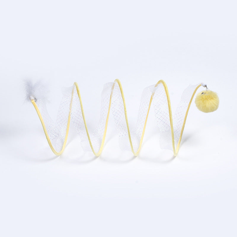 Stretchable Cat Coil Tunnel Toys Foldable Pet Interactive Toy Coil Spiral Toy