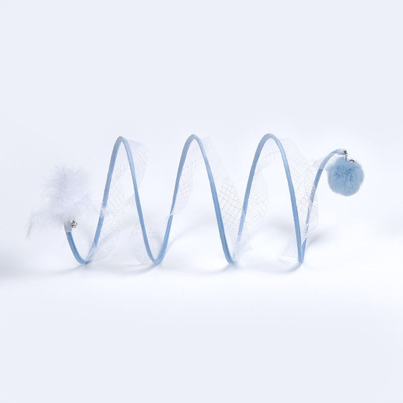 Stretchable Cat Coil Tunnel Toys Foldable Pet Interactive Toy Coil Spiral Toy
