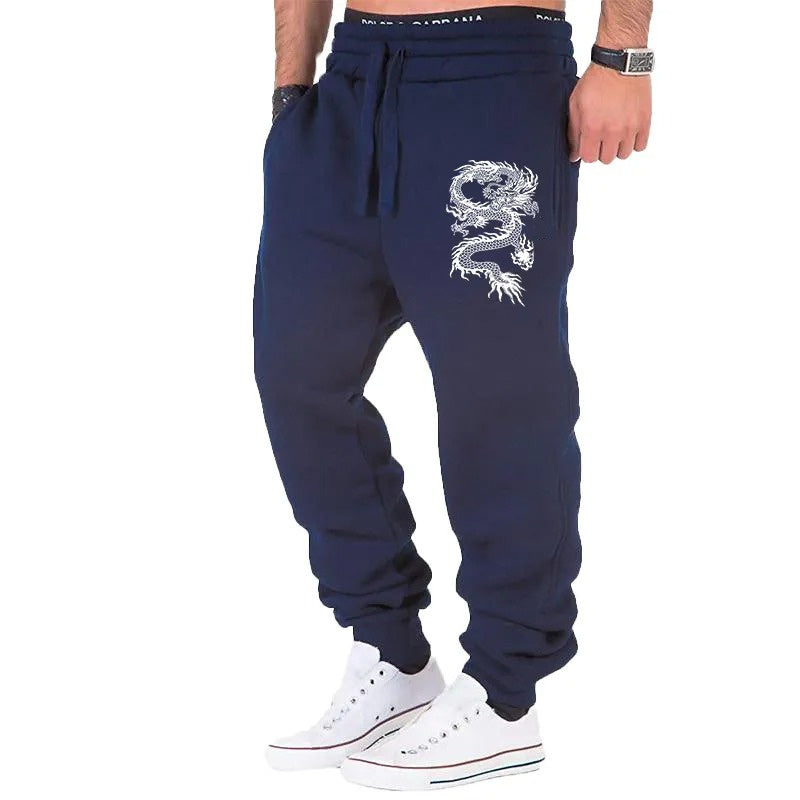 Men's Dragon Jogger Pants – Casual Streetwear Sweatpants Fitness Gym Trousers UK