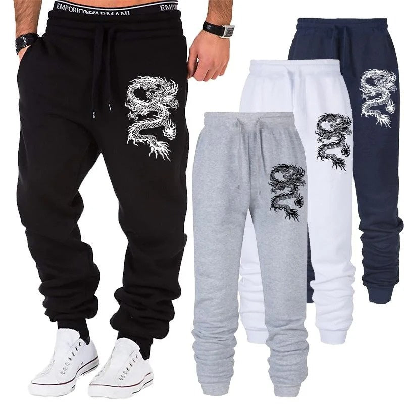 Men's Dragon Jogger Pants – Casual Streetwear Sweatpants Fitness Gym Trousers UK