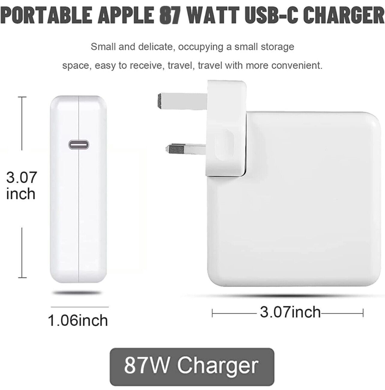 87W USB C Type C Fast Charger Power Adapter Compatible With Book Pro Uk Plug