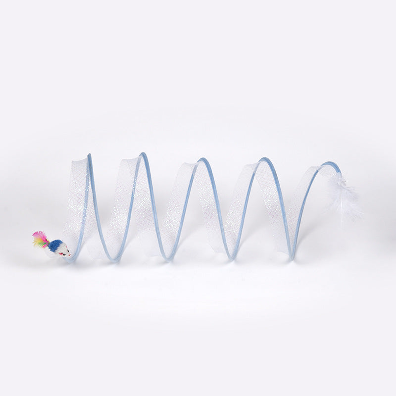 Stretchable Cat Coil Tunnel Toys Foldable Pet Interactive Toy Coil Spiral Toy