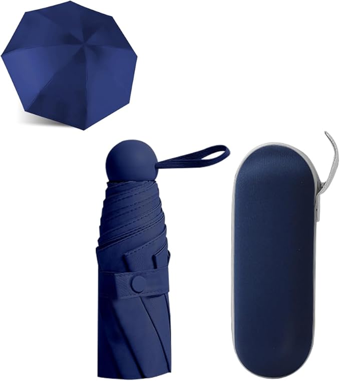 Mini Pocket Capsule Umbrella – UV Protection Windproof Folding Parasol with Case
