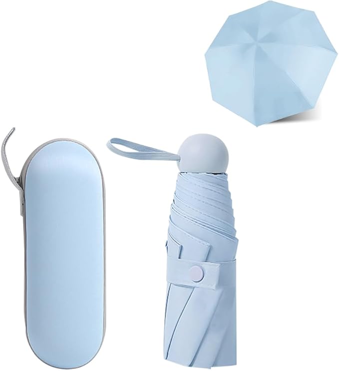 Mini Pocket Capsule Umbrella – UV Protection Windproof Folding Parasol with Case