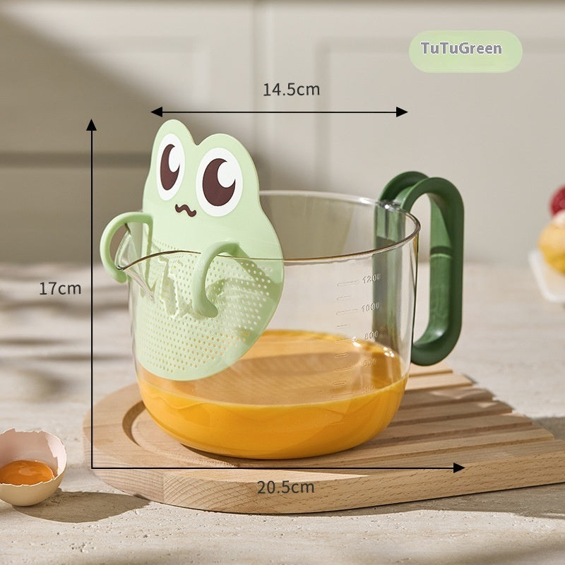 Cartoon Measuring Cup with Scale & Egg Beater | Food Grade Multifunction Tool
