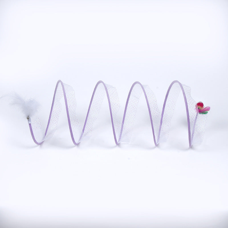 Stretchable Cat Coil Tunnel Toys Foldable Pet Interactive Toy Coil Spiral Toy