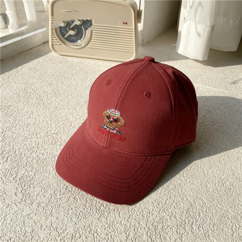 Fashion Kids Baseball Cap – Red Frame Dog Design – Toddler Adjustable Hat