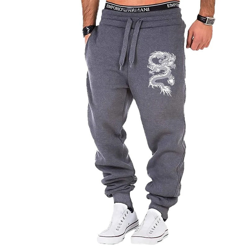 Men's Dragon Jogger Pants – Casual Streetwear Sweatpants Fitness Gym Trousers UK