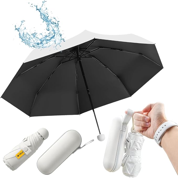 Mini Pocket Capsule Umbrella – UV Protection Windproof Folding Parasol with Case