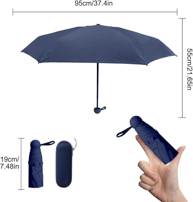 Mini Pocket Capsule Umbrella – UV Protection Windproof Folding Parasol with Case