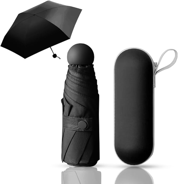 Mini Pocket Capsule Umbrella – UV Protection Windproof Folding Parasol with Case