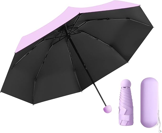 Mini Pocket Capsule Umbrella – UV Protection Windproof Folding Parasol with Case