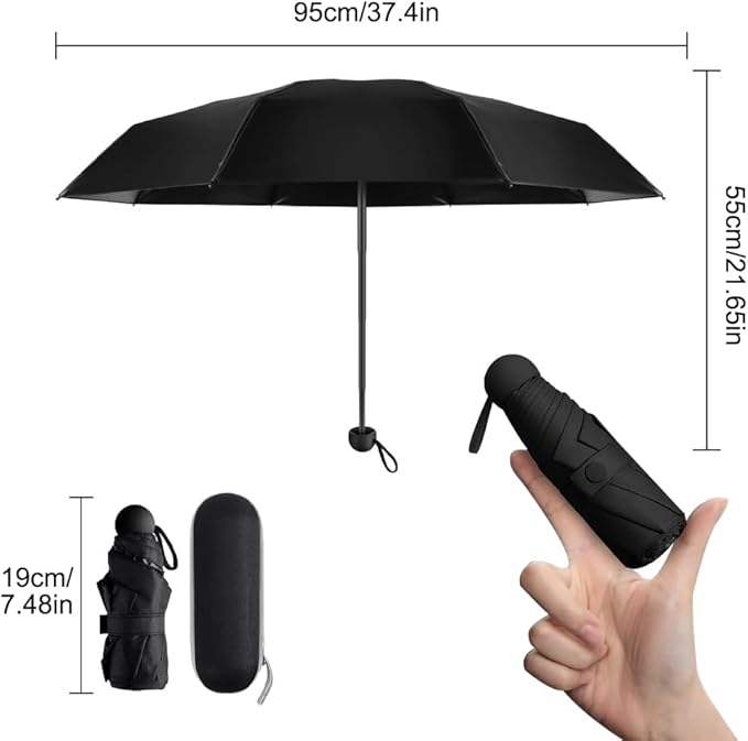 Mini Pocket Capsule Umbrella – UV Protection Windproof Folding Parasol with Case
