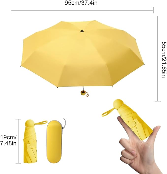 Mini Pocket Capsule Umbrella – UV Protection Windproof Folding Parasol with Case