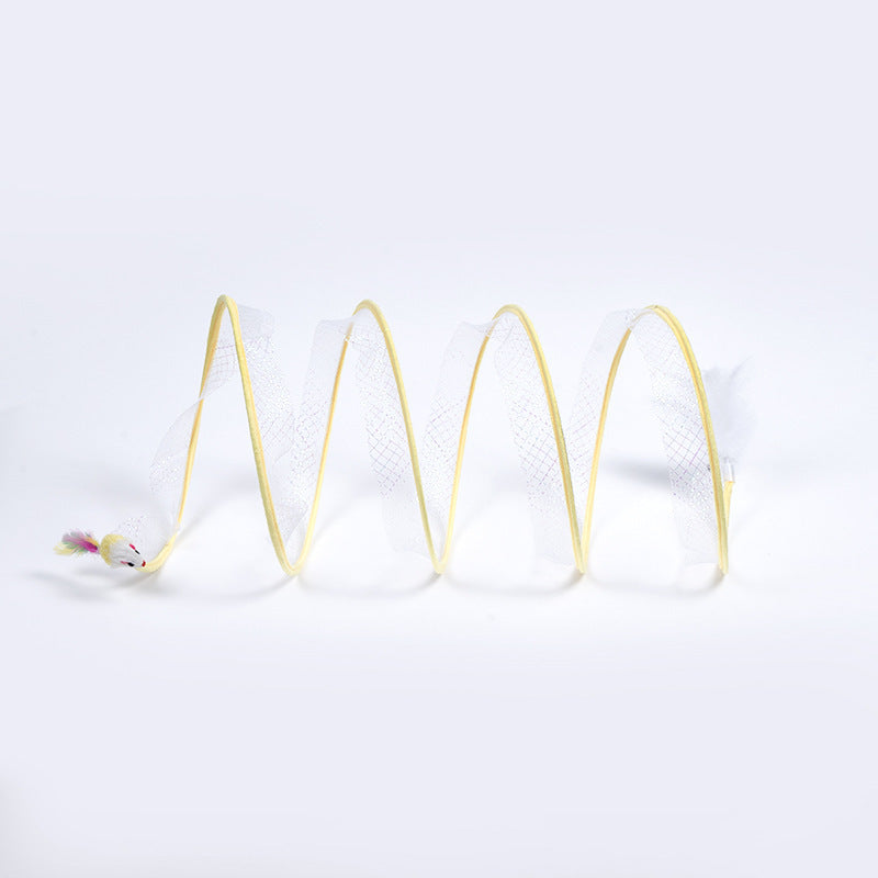 Stretchable Cat Coil Tunnel Toys Foldable Pet Interactive Toy Coil Spiral Toy