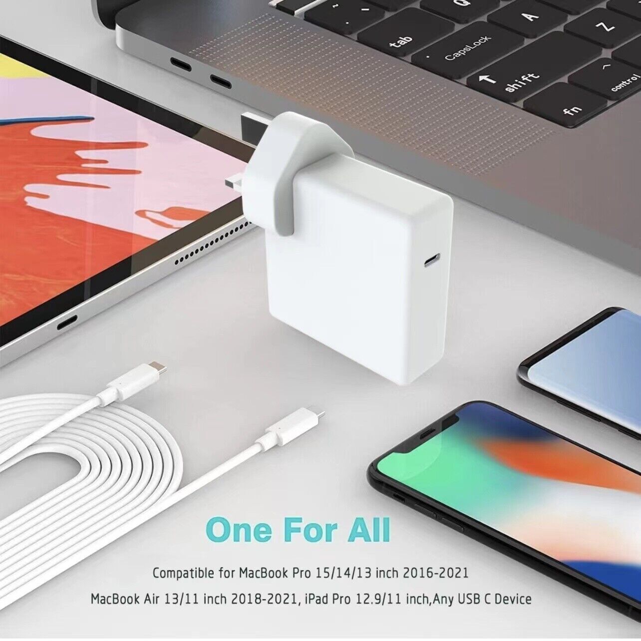 87W USB C Type C Fast Charger Power Adapter Compatible With Book Pro Uk Plug