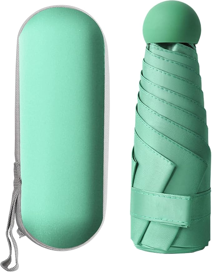 Mini Pocket Capsule Umbrella – UV Protection Windproof Folding Parasol with Case