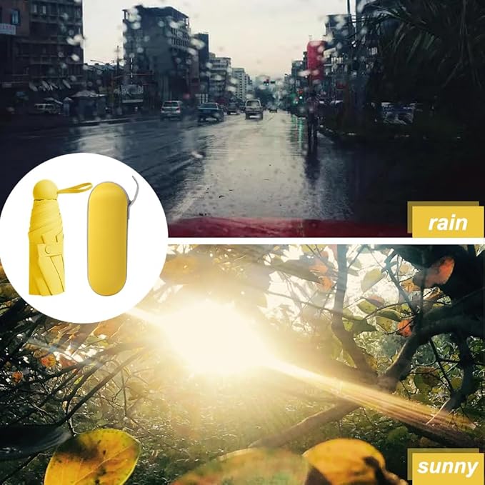 Mini Pocket Capsule Umbrella – UV Protection Windproof Folding Parasol with Case