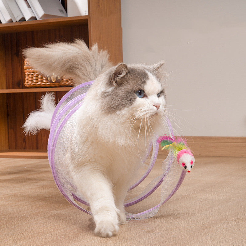 Stretchable Cat Coil Tunnel Toys Foldable Pet Interactive Toy Coil Spiral Toy