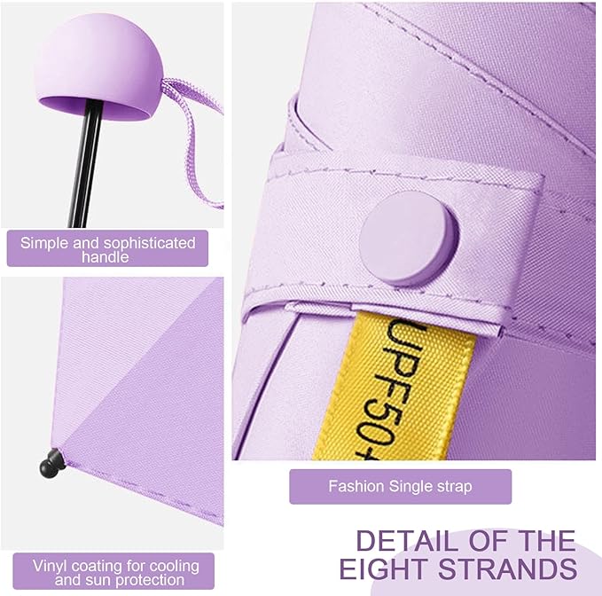 Mini Pocket Capsule Umbrella – UV Protection Windproof Folding Parasol with Case