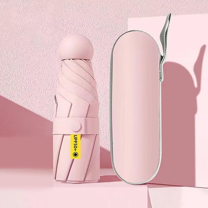 Mini Pocket Capsule Umbrella – UV Protection Windproof Folding Parasol with Case