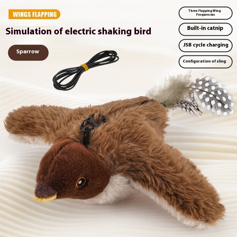 USB Interactive Flying Bird Cat Toys Hangable Pet Simulation Sparrow Toy