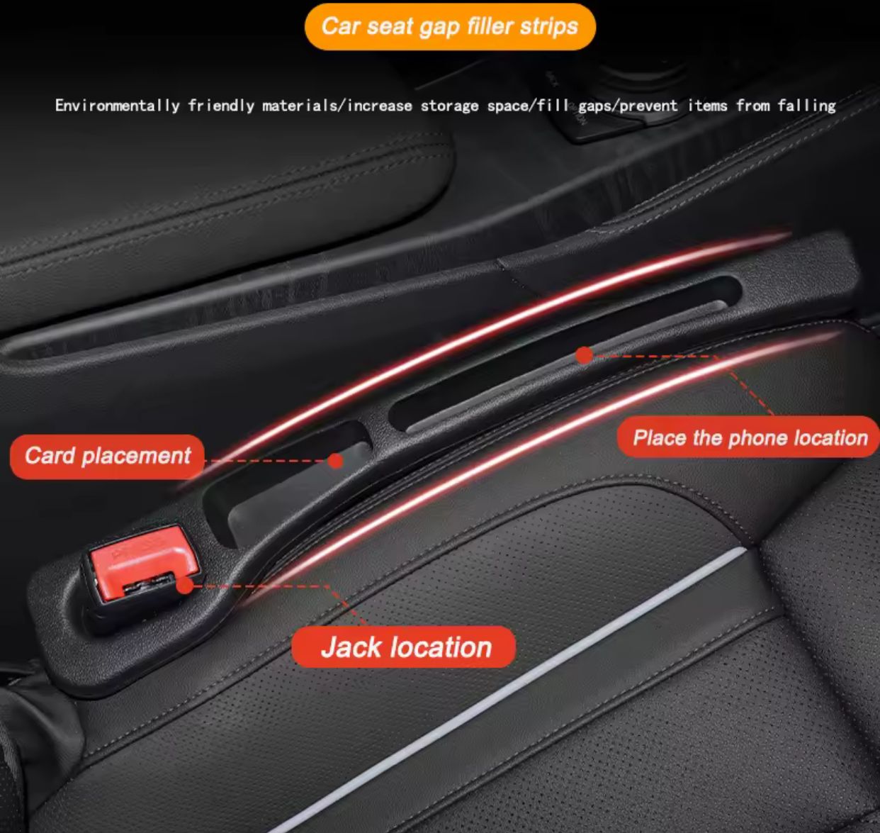 Universal Car Seat Gap Filler Side Seam Plug Leak-proof Filling Strip Interior