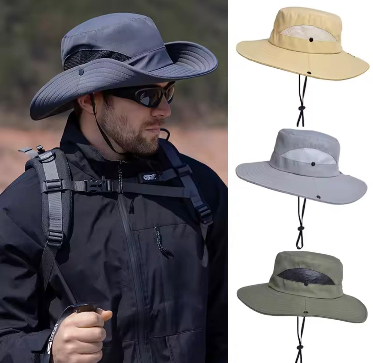 Mens Women Mesh Boonie Hat Wide Brim Sun Protection Bucket Cap Foldable Military