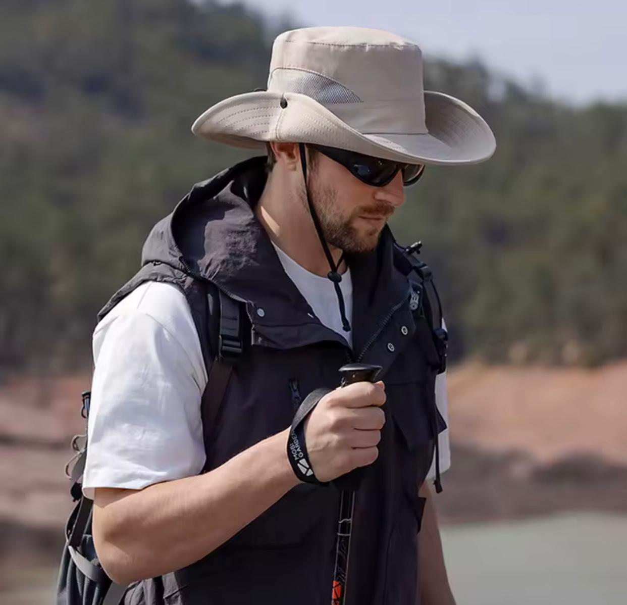 Mens Women Mesh Boonie Hat Wide Brim Sun Protection Bucket Cap Foldable Military