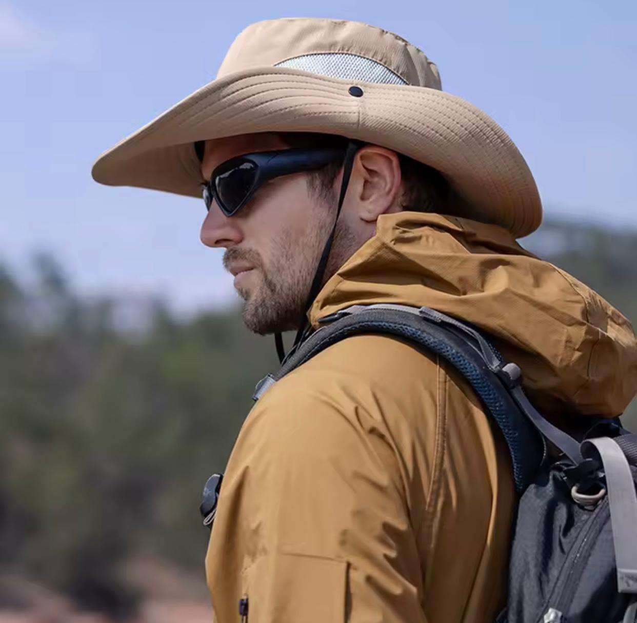 Mens Women Mesh Boonie Hat Wide Brim Sun Protection Bucket Cap Foldable Military