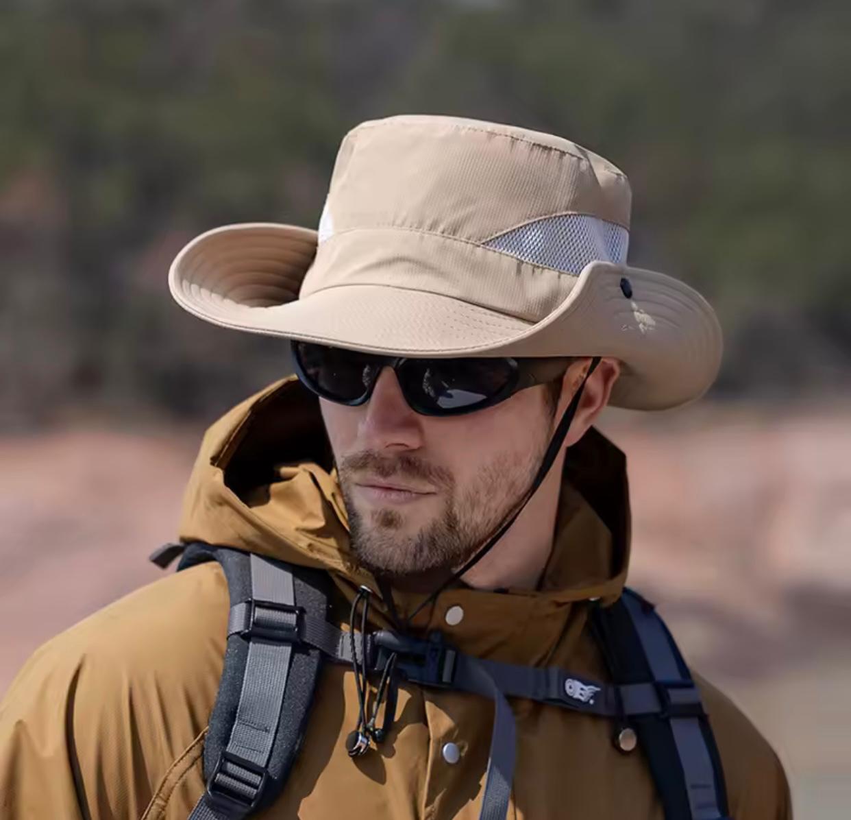 Mens Women Mesh Boonie Hat Wide Brim Sun Protection Bucket Cap Foldable Military