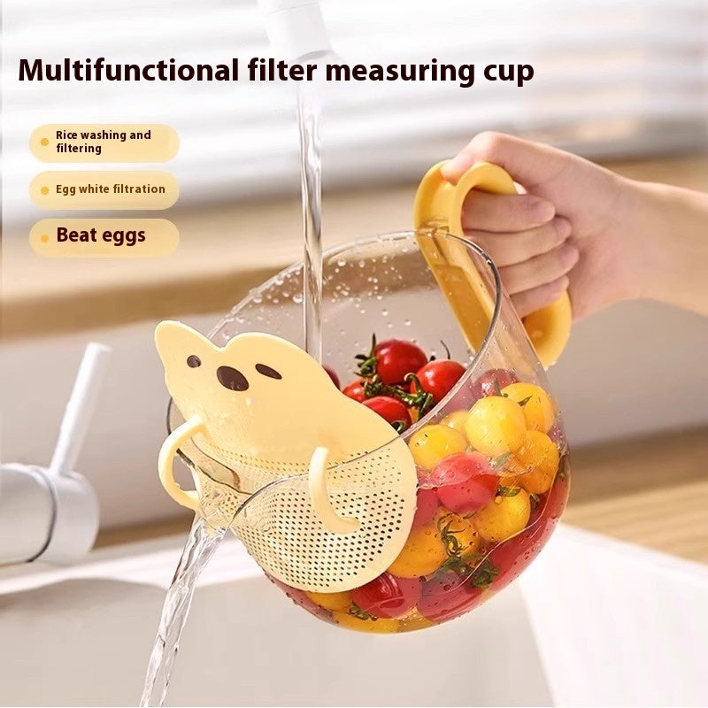 Cartoon Measuring Cup with Scale & Egg Beater | Food Grade Multifunction Tool