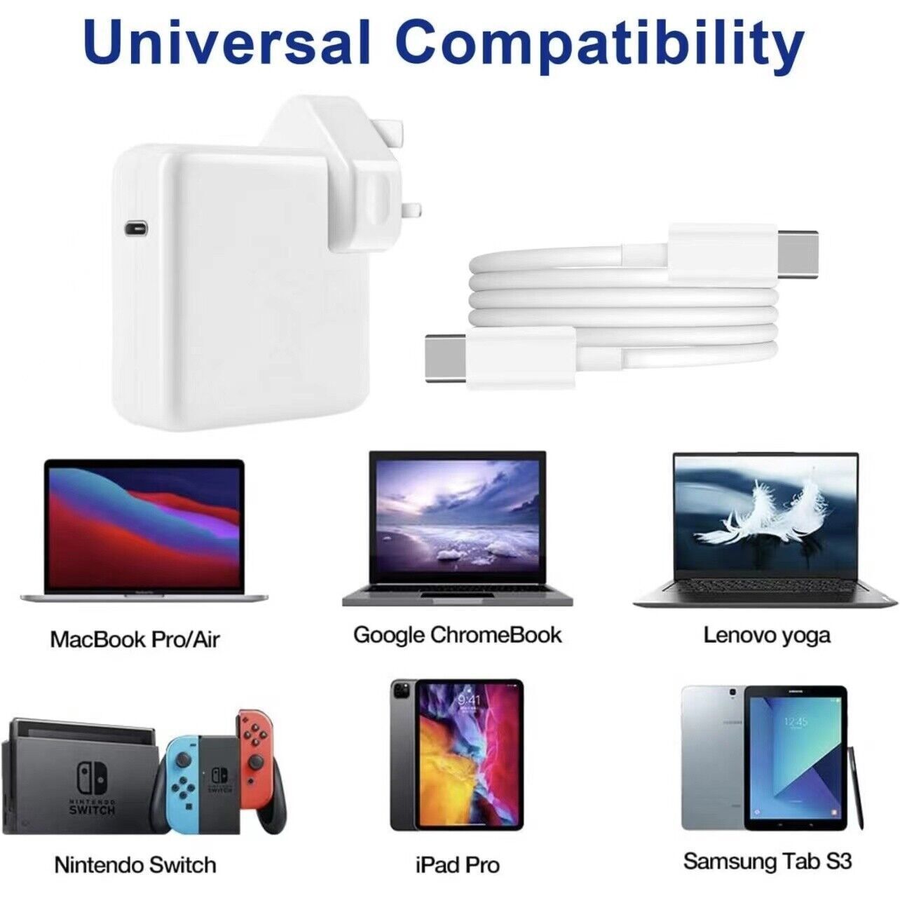 87W USB C Type C Fast Charger Power Adapter Compatible With Book Pro Uk Plug